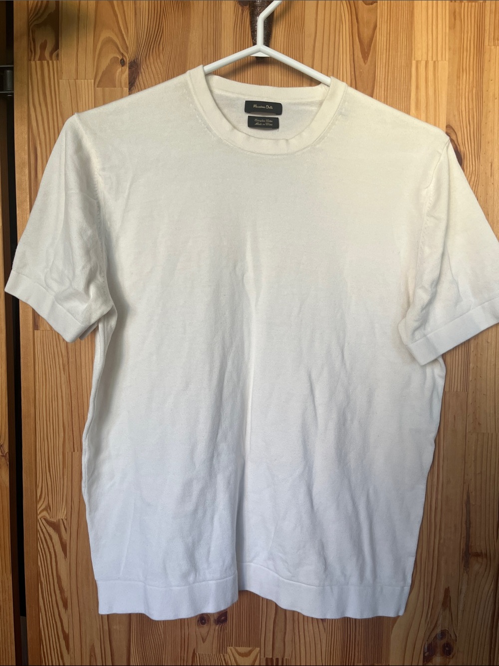 Massimo Dutti Men’s Cream Short-Sleeve Knit Tee (size S)